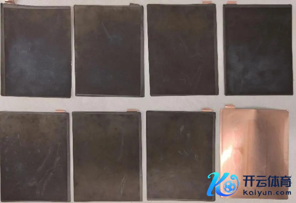 图5   软包电板的负极极片拆解相片和IFE的单侧极片后面相片